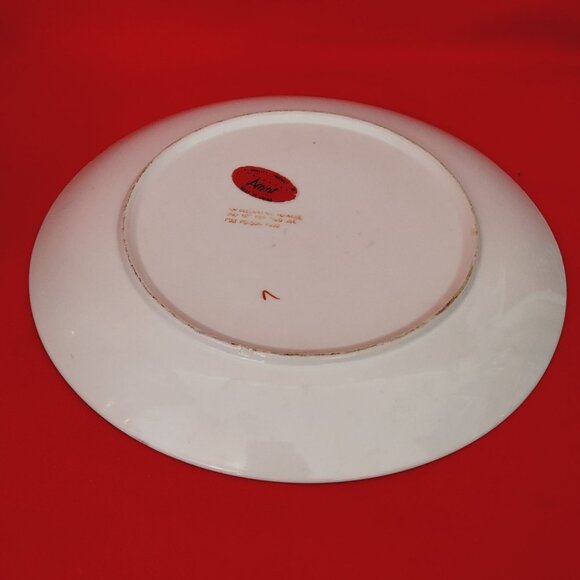 Vintage Ivy Embossed Ceramic Decorative Plate White Green Leaves Gilded Rim - Picture 7 of 14